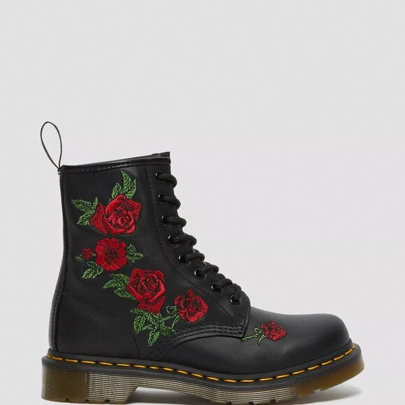 Dr Martens 1460 Vonda 8 Eye Lace Up Rose Embroidered COMBAT BOOTS MENS SIZE 10 - Picture 16 of 16
